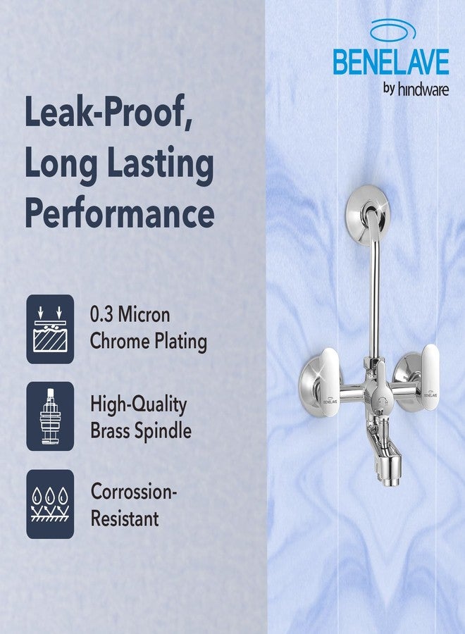 hindware Benelave by Hindware 3-in-1 Wall Mixer for Bathroom | Made of Brass | Mirror-like Chrome Polish Finish | Provision for Overhead Shower & Hand Shower | Volga Range | 7-Year Manufacturer Warranty - Image 3
